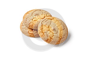 Stack of golden buttery sugar cookies with crinkled texture photo