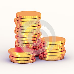 Stack of golden coins 3d render