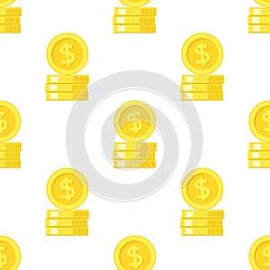 Stack of Golden Coins Seamless Pattern