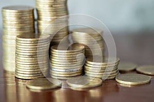 Stack of golden coins, Stack money coin for growing your business