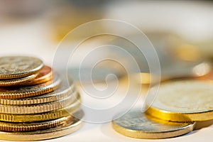 Stack of golden and silver coins