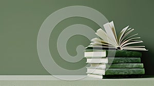 The stack of green books.AI generated image