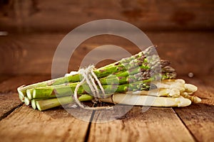 Stack of green and white asparagus