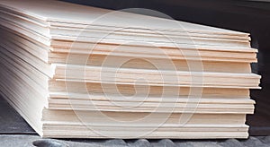 The stack of gypsum board for construction