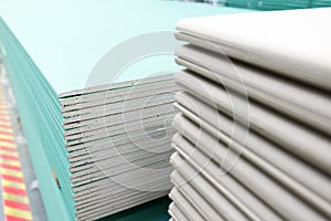 stack of gypsum board preparing for construction