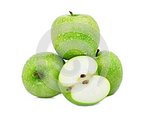 Stack and half of green apple or granny smith apple