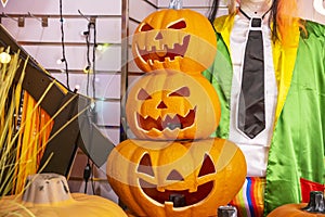 Stack of Halloween Pumpkins