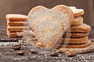 Stack of handmade heart shaped cookies gift for valentines day h