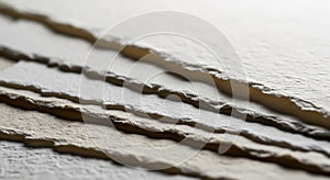 Stack of handmade paper with deckled edges in a soft light texture