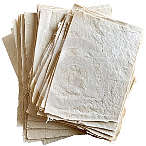 Stack of handmade paper sheets