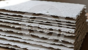 Stack of Handmade Textured Paper Sheets