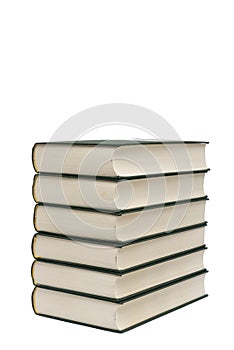 Stack of hardcover books isolated with copyspace