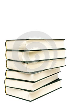 Stack of hardcover books isolated with copyspace