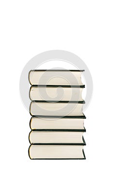 Stack of hardcover books isolated with copyspace