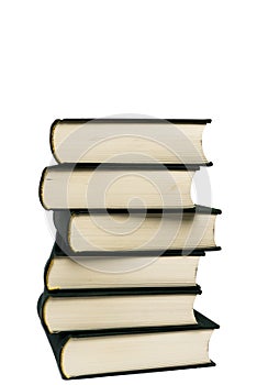 Stack of hardcover books isolated with copyspace