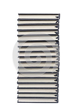 Stack of hardcover books isolated on white background