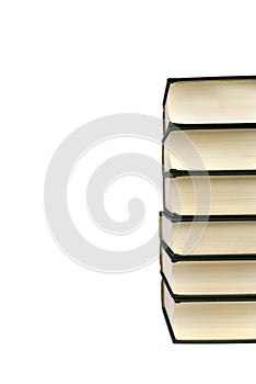 Stack of hardcover books isolated on white background