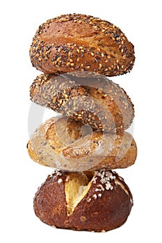 Stack of healthy bread isolated