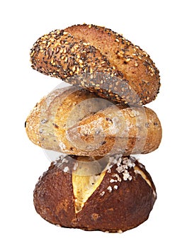 Stack of healthy bread isolated