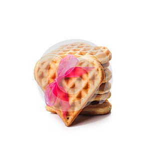 Stack of heart shaped waffles