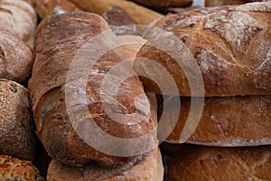 Stack of home made artisan bread