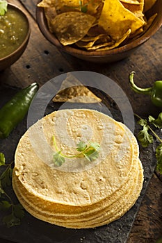 Stack of Homemade Corn Tortillas