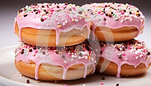 Stack of homemade donuts, a sweet temptation at a party generated by AI