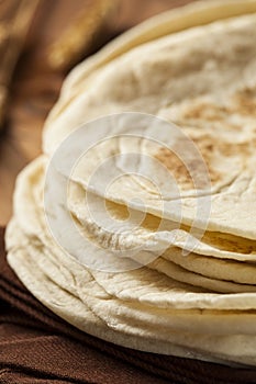 Stack of Homemade Flour Tortillas