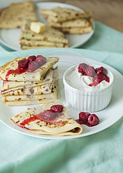 Stack of homemade pancakes