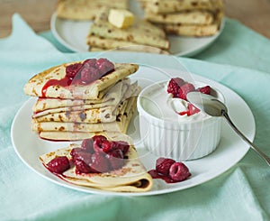 Stack of homemade pancakes