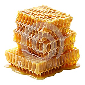 Stack of Honeycombs Isolated on White Background