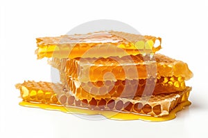 a stack of honeycombs on a white background, created by Generative AI