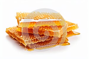 a stack of honeycombs on a white background, created by Generative AI