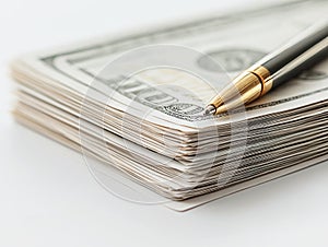 Stack of hundred dollar bills