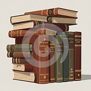 A stack of illustrated books with