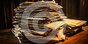 A stack of insurance claim forms, concept of Document handling, created with Generative AI technology