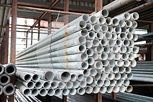 Stack of iron pipes