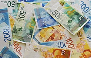 Stack of Israeli money notes