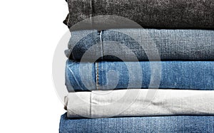 Stack of jeans up-close