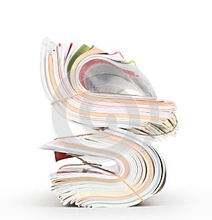 A stack of journals isolated on white