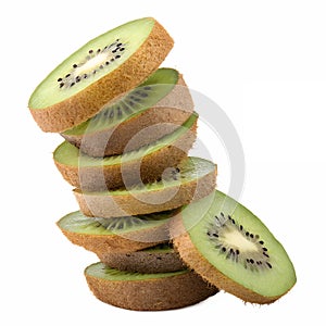 A stack of Kiwi fruit slices with a transparent background