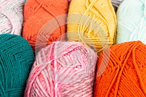 Stack of knitting yarn clews