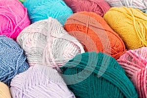 Stack of knitting yarn clews