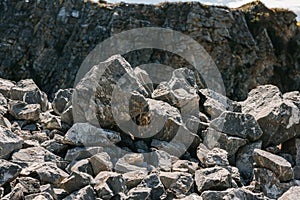 stack of large rock stone on mountain