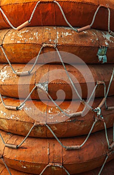 Stack of life buoys.