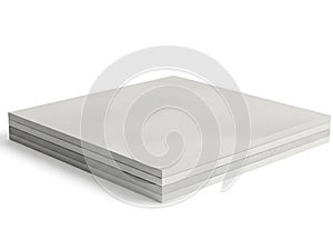 Stack of light gray construction panels