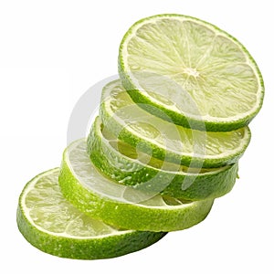 A stack of Lime slices with a transparent background