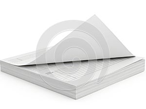 Stack of lined paper sheets isolated on white background