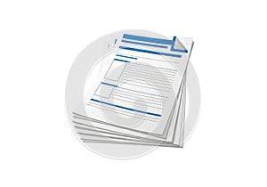 Stack of lined paper sheets ready for writing or printing documents