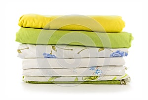 Stack of linen on a white background